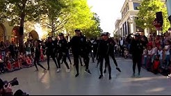 Young kids dancing hip hop on the street.