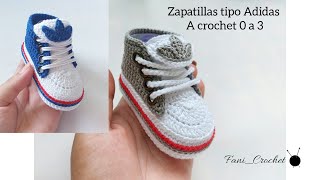 ZAPATILLAS ADIDAS 🧶 A CROCHET/ 0 A 3 MESES/ BEBE / 9.5 CM / PASO A PASO/  FANI_CROCHET - YouTube