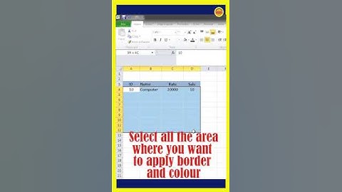 how to apply automatic border and background colour to the cell. #shorts #excel #exceltutorial
