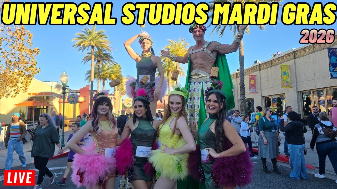🔴Live: Universal Studios Orlando Mardi Gras with Parade at 5pm 2/11/2026
