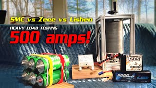 SMC vs Zeee vs Lishen batteries heavy load test and internal resistance measurements