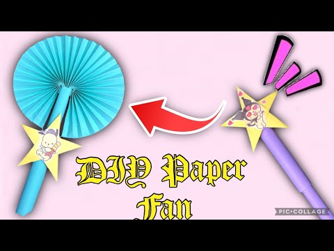 DIY Star Sanrio Paper Fan/ Handmade Magic Wand-Pull It Down and it will turn into a FAN! 🪄💜💚