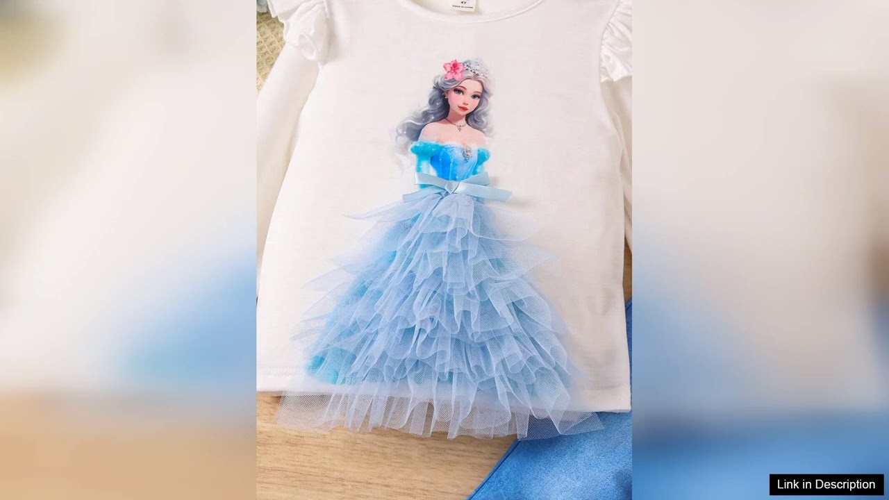 SHEIN Young Girl Figure Graphic Ruffle Trim Tee & Flare Leg Pants Review