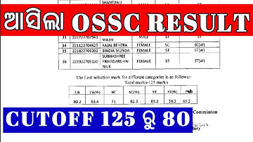 OSSC RESULT PUBLISHED // OSSC CUTOFF MARK