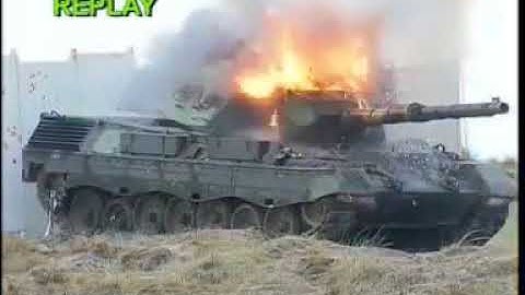 German Leopard 2 tank shooting Leopard 1
