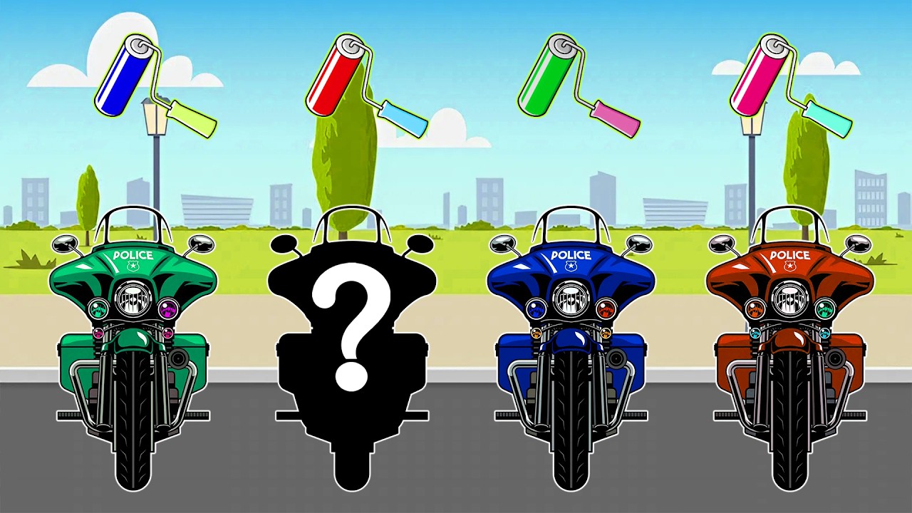 Match the Colors to the Right Police Motorbike! 🚨 | Vehicle Puzzle Challenge