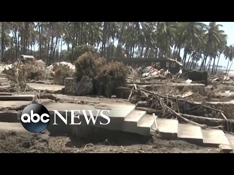 ⁣Aftermath of Tonga volcanic eruption captured on video