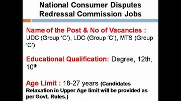National Consumer Disputes Redressal Commission Jobs