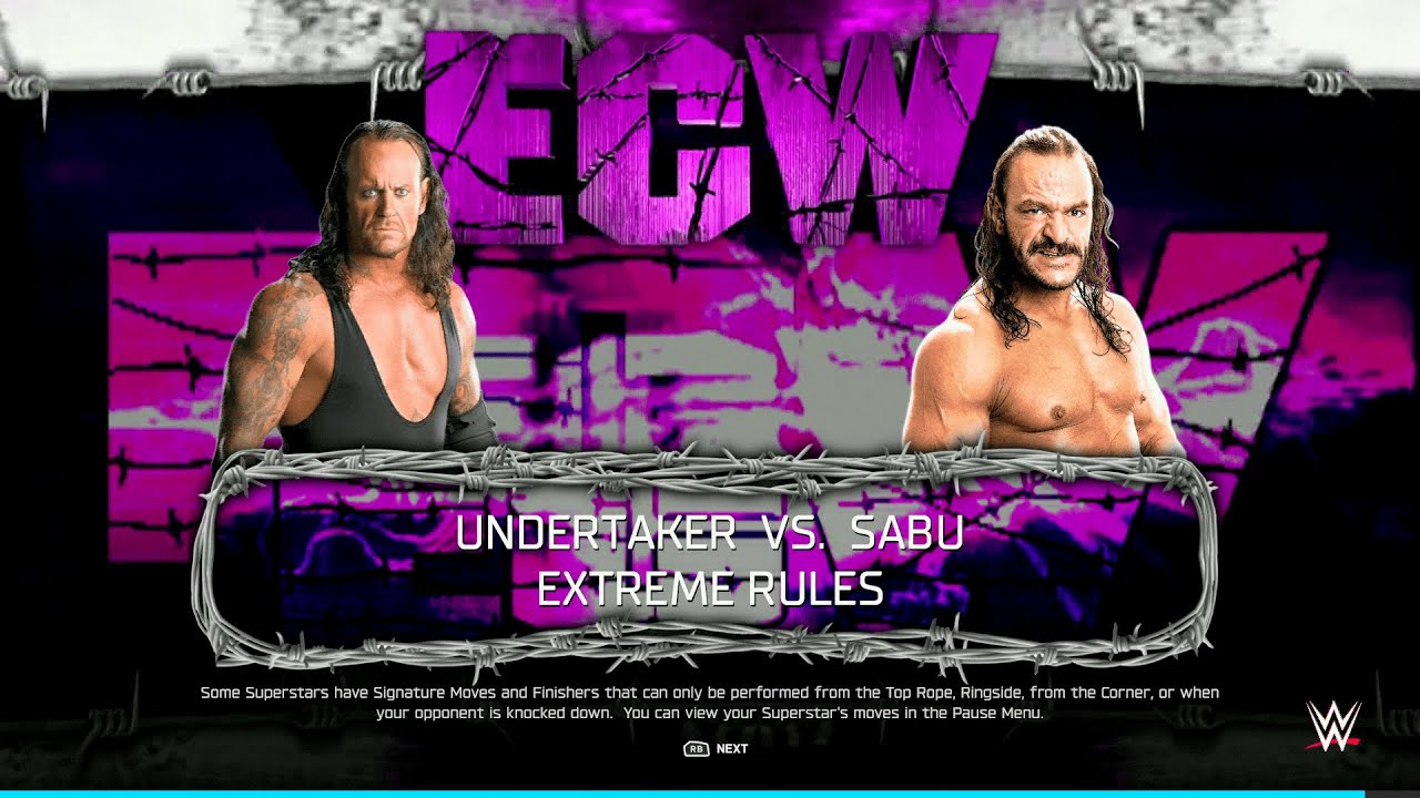 Полный матч WWE 2K25 — Андертейкер против Сабу — Хардкорная битва икон!