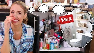 I Tried a PINTEREST DOLLAR STORE BATHROOM DECLUTTER || Spring Cleaning!