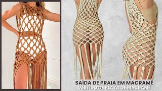 : SA'IDA DE PRAIA EM MACRAM^E | Como Fazer Vestido com Fio de Malha? Tutorial Passo a Passo