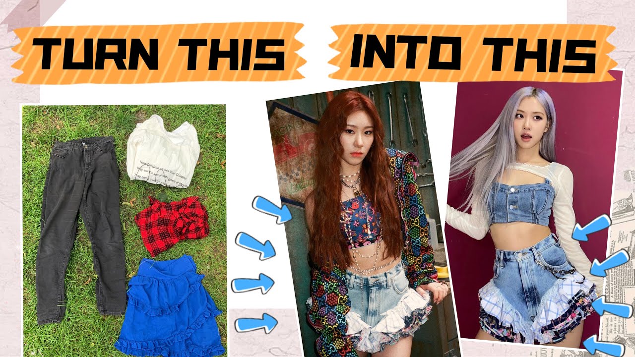 [KPOP DIY] Upcycling old clothes to make shorts inspired by BLACKPINK / ITZY
