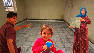 Tiling in Ahura Castle.  Hassan has decided to put ceramic flooring in the new room @TIR78