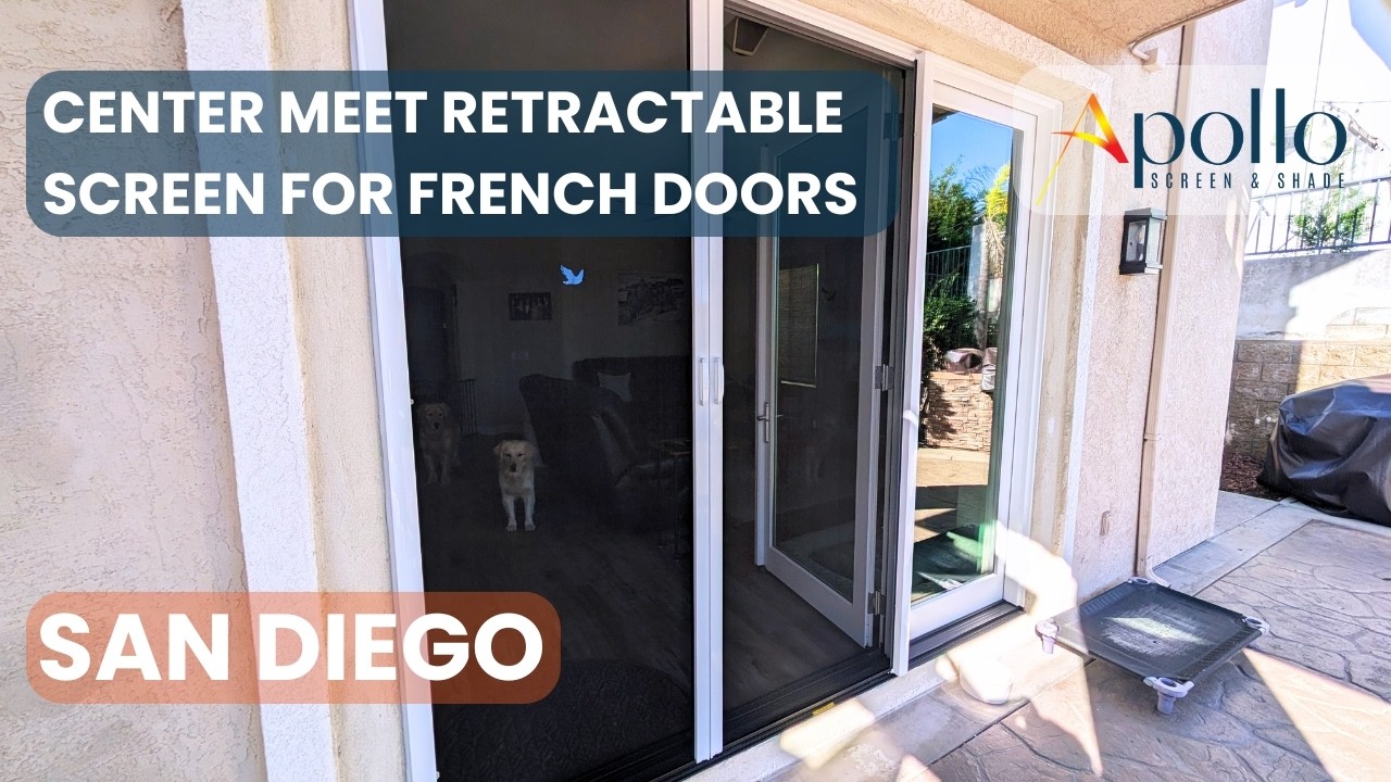 Retractable French door screen installed San Diego