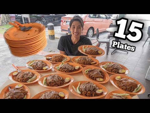 INSANE 15 PLATES BRAISED DUCK RICE EATING RECORD!   Best Duck in Yishun?!   Singapore Street Food