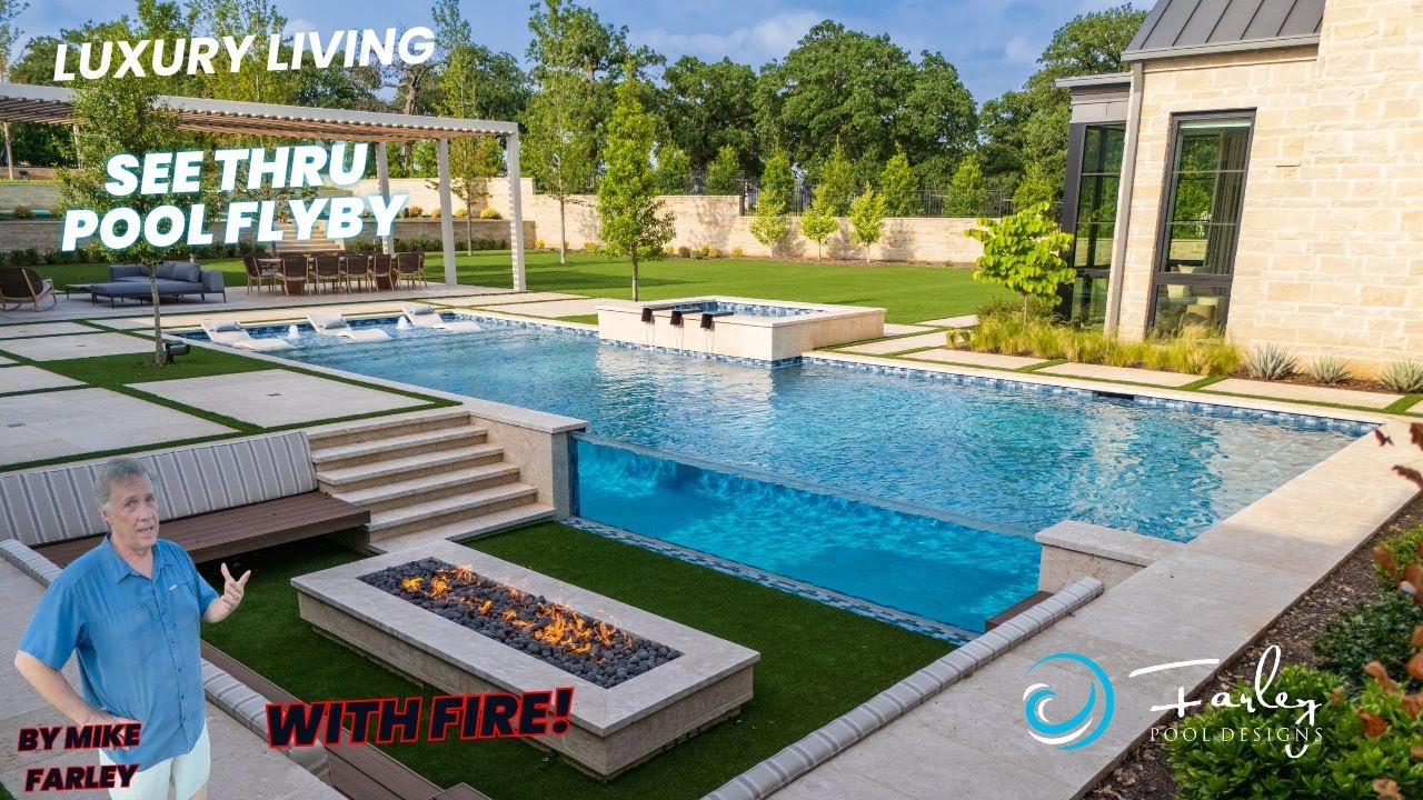 Sunken Fire Pit & Acrylic Spheres Luxury Pool Flyby by Mike Farley