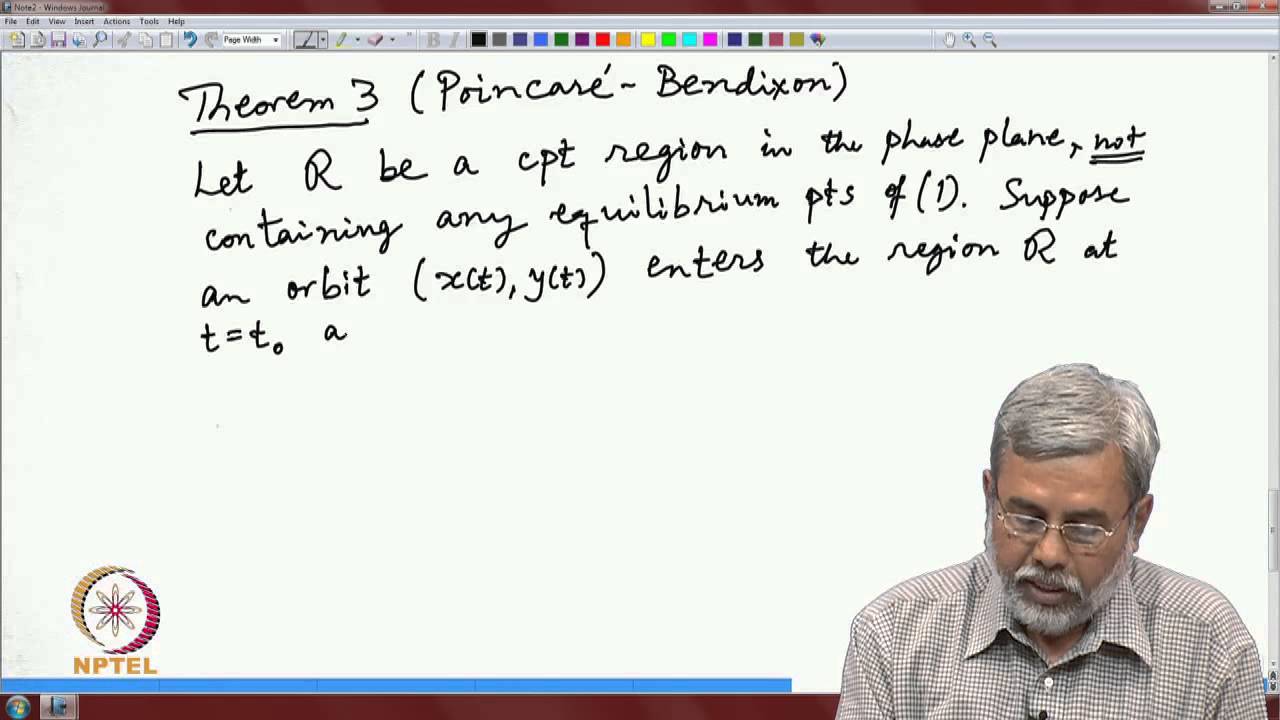 ⁣Mod-06 Lec-36 Periodic Orbits and Poincare Bendixon Theory