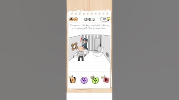 Brain test 2||Level 12||There is a hidden panel which Andy can open with the screwdriver😊