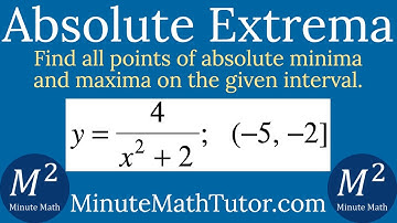 y=4/(x^2+2); (-5, -2] | Find all points of absolute minima and maxima | Worked out solution
