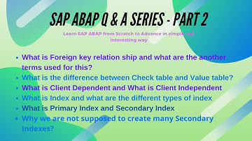 SAP ABAP | INTERVIEW QUESTIONS ANSWER | Part 2 | Check Table | Foreign Key | referential integrity |