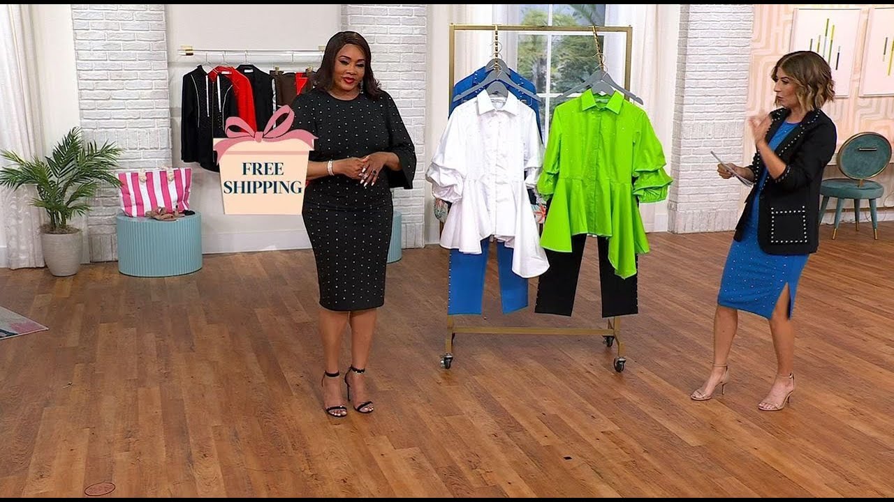 Vivica A. Fox Collection High-Low Blouse with Rhinestone Embellishment