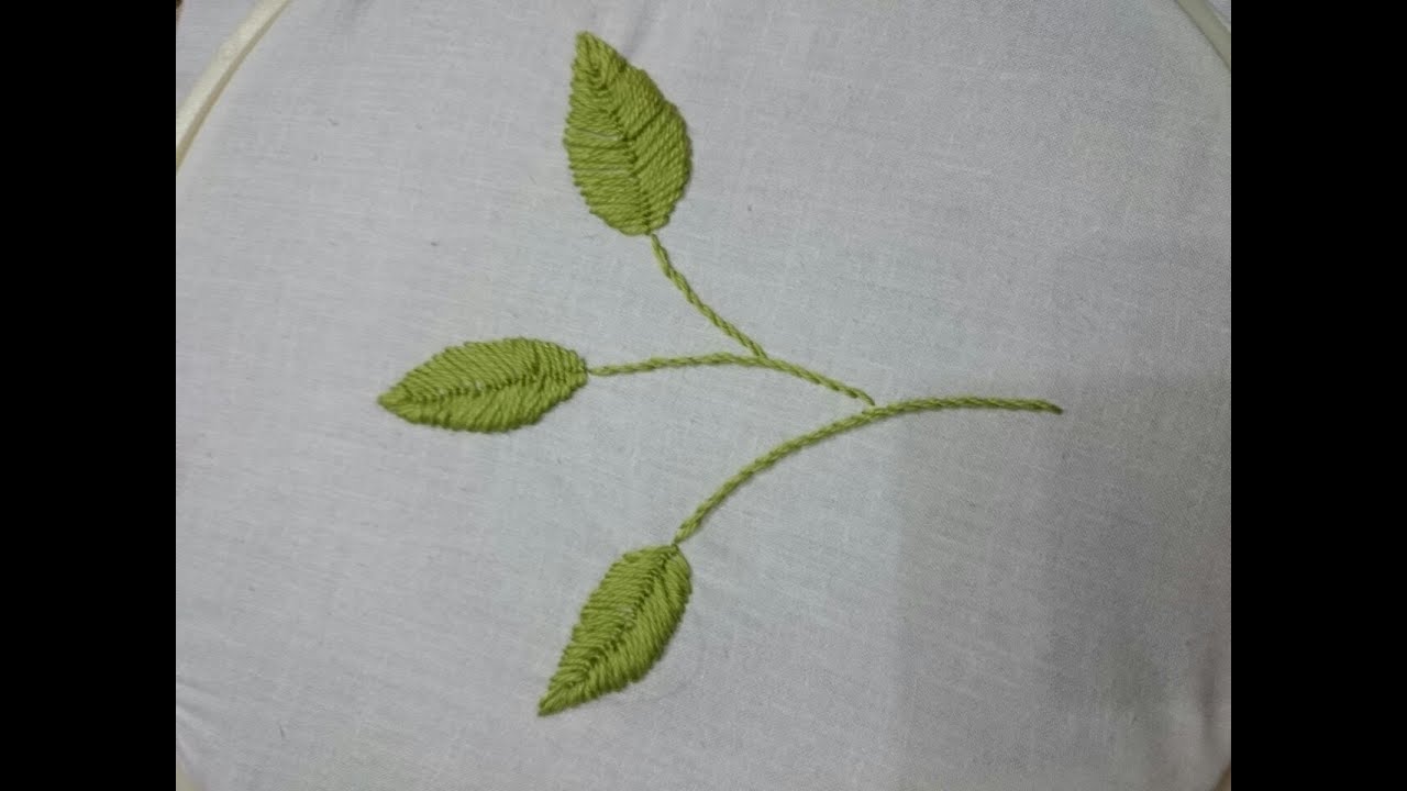 How to DIY Hand Embroidered Leaves . Tutorial for Hand Embroidered