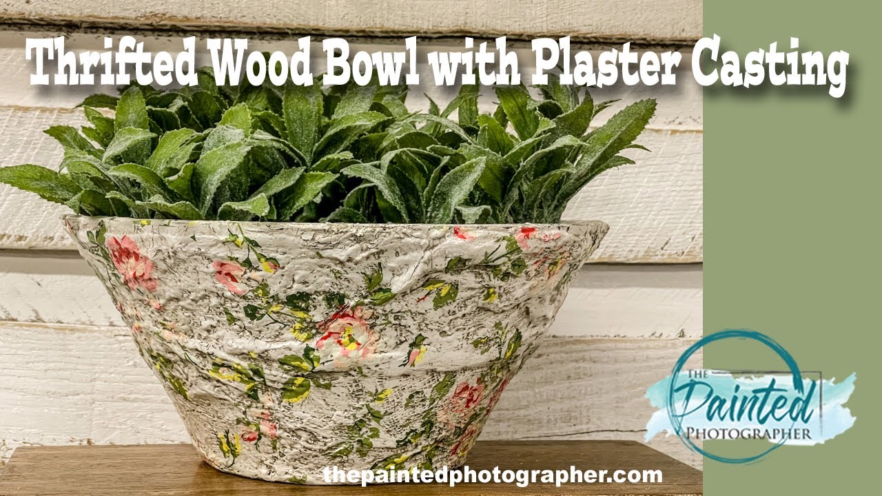 Thrift Haul Wood Bowl to Plaster Pottery - DIY Paint and IOD