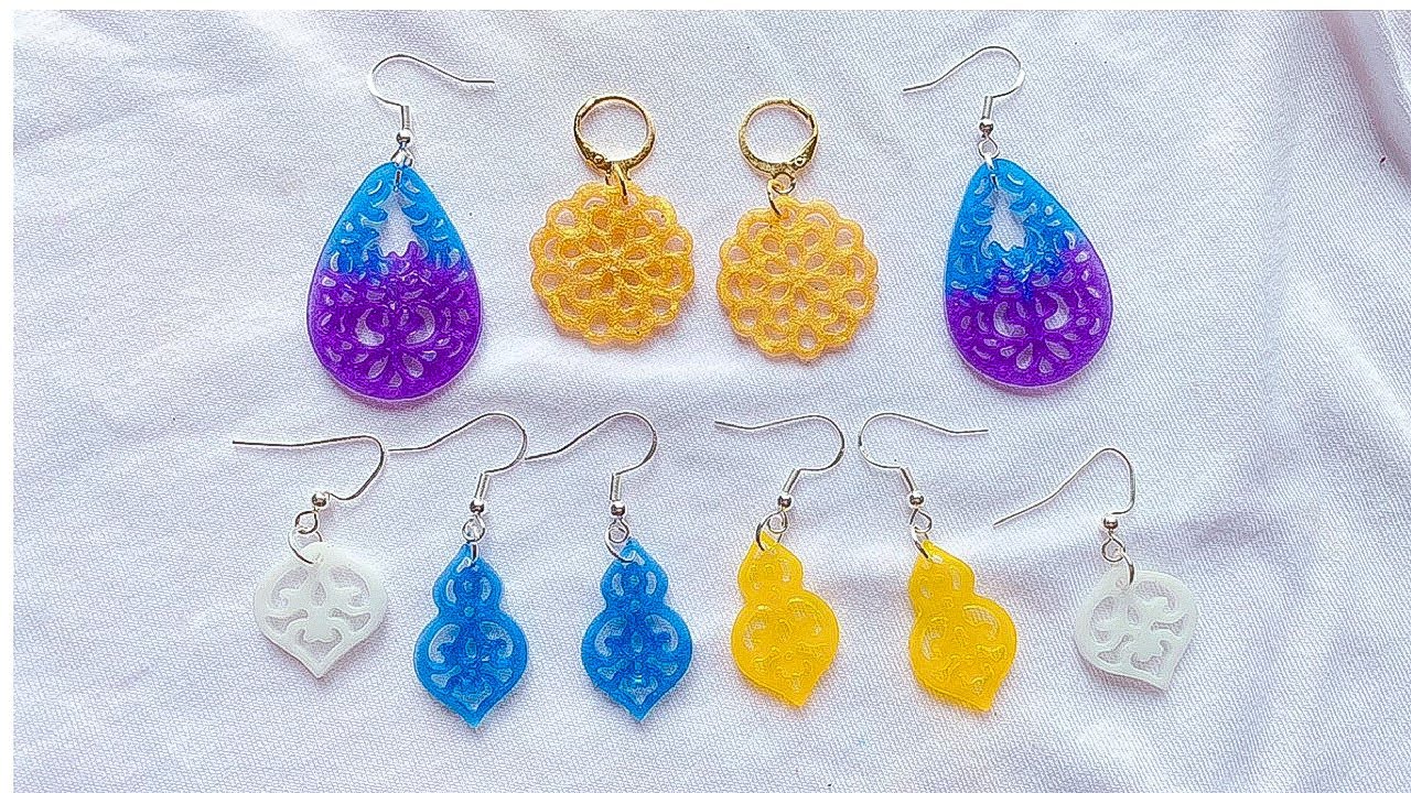 3 New Model Resin Earrings/making treding resin filigree earrings/uv