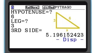 Pythagorean Theorem Program for Casio fx  Graphing Calculators