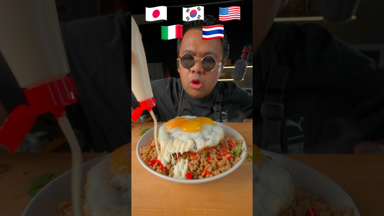 Pad kra Pao 🇯🇵🇰🇷🇺🇸🇮🇹🇹🇭 #shorts #mukbang #funny