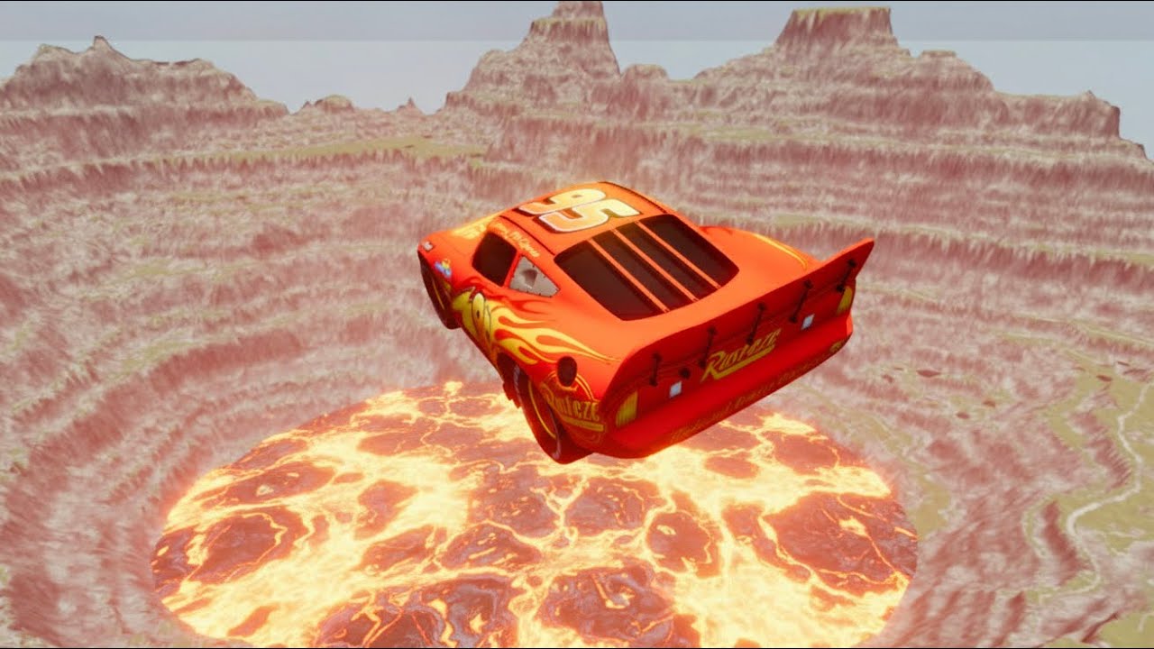 RAYO MCQUEEN VS GIANT LAVA PIT | TOTAL DESTRUCTION 