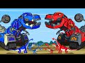 Brachiosaurus vs trex triceratops dinosaurs excavatortractor truck who is the king of monster