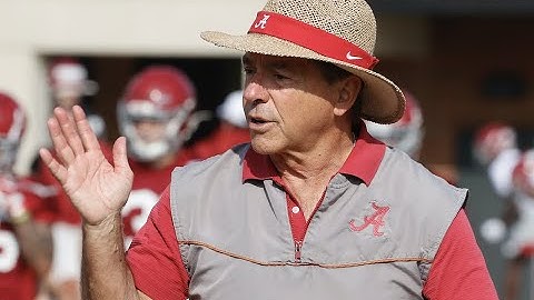 Nick Saban gets hands on at Alabama spring practice