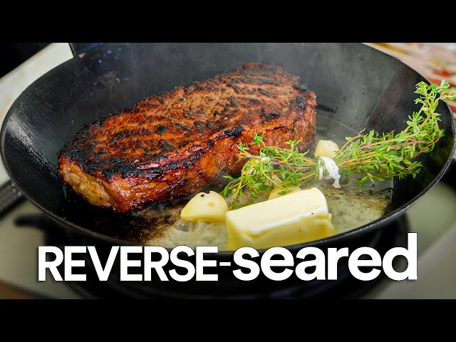 Reverse Sear Steak with Garlic and Thyme