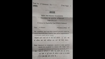 TEACHING OF SOCIAL SCIENCE || PREVIOUS YR PAPER || 2nd Sem || OCTOBER 2020 || B. ED. ||