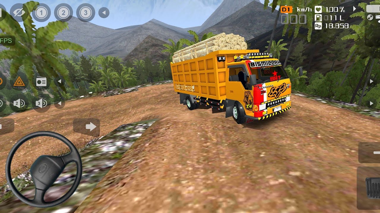GAME DUMP TRUCK CENTER RACING,OLENG KIRIM KAYU,KE JALUR KELOK OFROAD || BUS SIMULATOR INDONESIA 