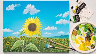 How to Paint a Sunflower Field in Acrylics | Easy Painting for Beginners