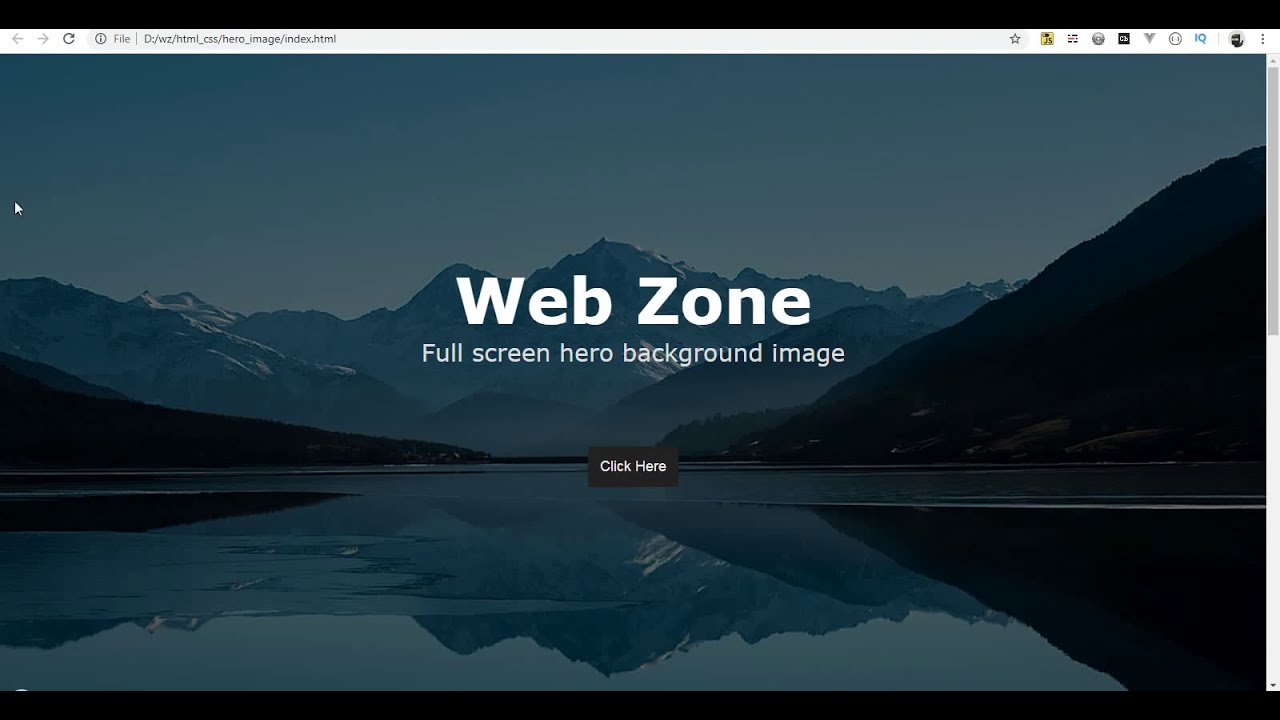 css background image center  Update 2022  Full Screen Hero Background Image using HTML and CSS | WEB ZONE