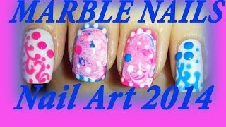 Nail Art 2014/Мраморный маникюр/ Marble Nails with Neon Blue & Pink