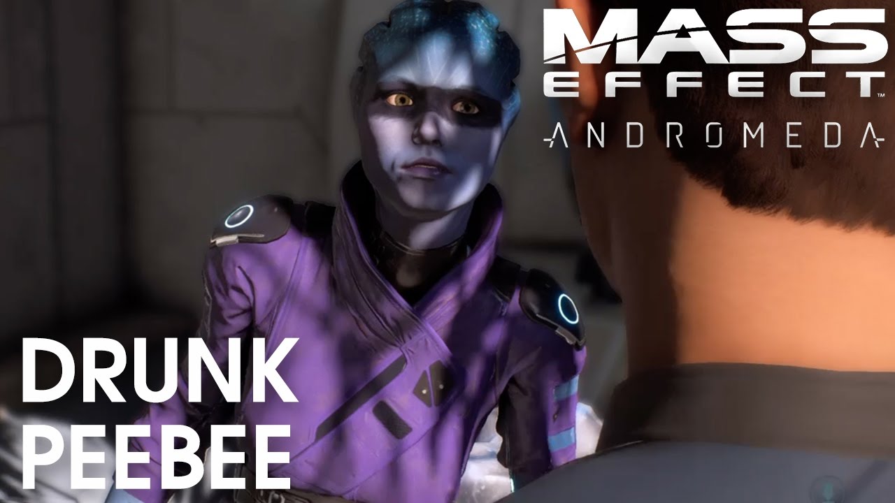 Mass Effect Andromeda: Peebee drunk in a museum