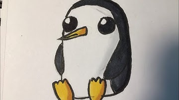 Drawing Gunter the Penguin from Adventure Time
