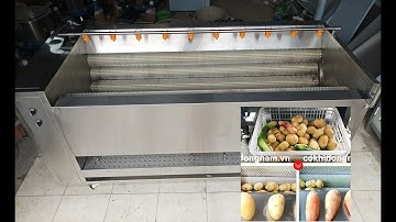 Máy rửa nông sản, rửa chà sạch vỏ củ quả, khoai lang, khoai tây, khoai môn, gừng, nghệ