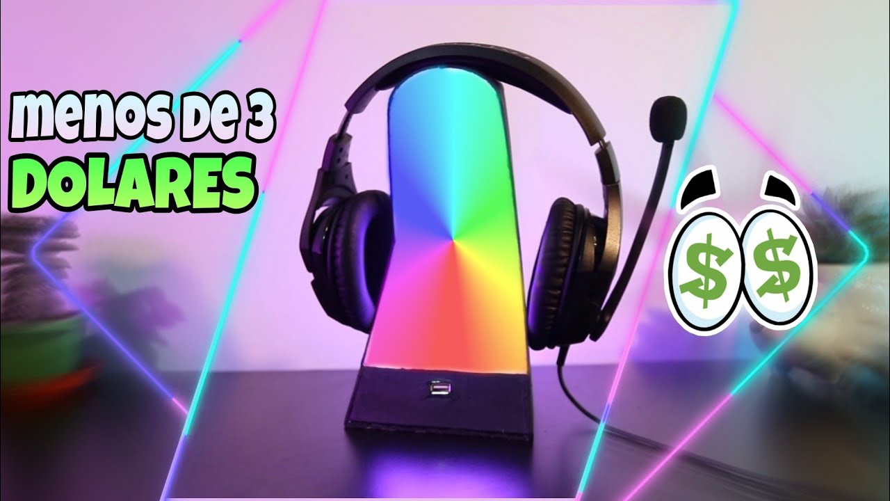 como hacer un SOPORTE para AURICULARES RGB casero y MUY BARATO 