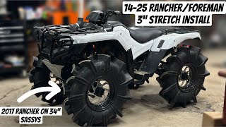 3” REAR STRETCH INSTALL ON A 2017 RANCHER ON 34s!!! #honda #hondaoffroad #hondarancher #mudoffroad