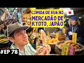 Comida de rua no mercadão da cidade mais antiga no Japão, Kyoto