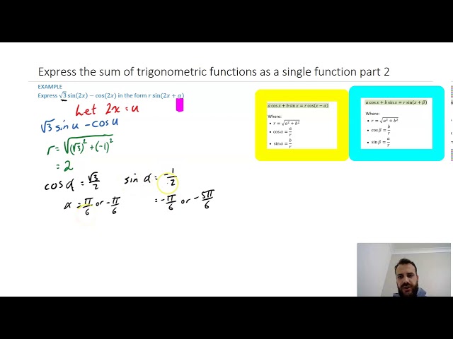 Express the sum of trigonometric functions as a single function part 2