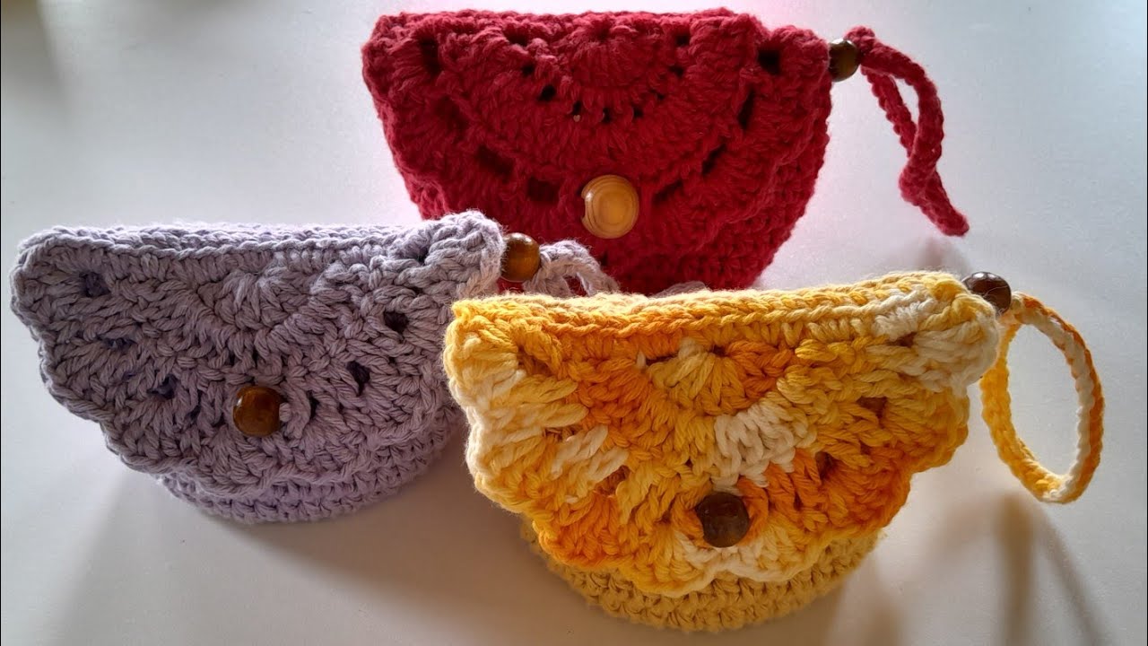 BOLSINHA PORTA MOEDAS EM CROCHÊ 💛| PASSO A PASSO - Valdenete Crochê