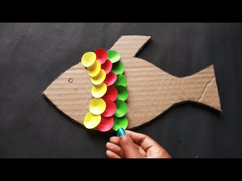 Diy fish wall hanging craft ideas using colour paper and cardboard