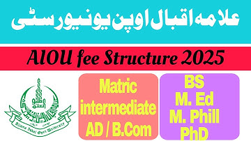 AIOU Fee Structure Autumn 2025 | AIOU Fee Schedule 2025 | AIOU Fee Details Matric, FA, AD, BS, MPhil