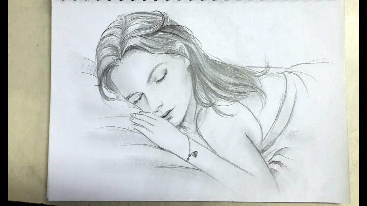 Sleeping girl sketch. | Sleeping drawing, Illustration art, Baby sketch